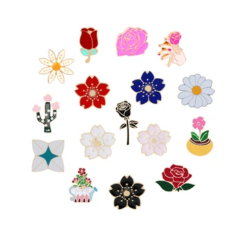 

Lots of Flowers Women Brooches Enamel Pin Rainbow Sunflowers Japan Cherry Blossoms Rose Peony Mimosa Badges Metal Backpack Icons