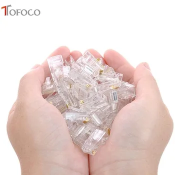 50Pcs/Lot Cat5 RJ45 Connector Cat5E 8P8C Modular Ethernet Cable Head Plug Gold-plated Cat 5 Crimp Network RJ 45 Connector TOFOCO
50Pcs/Lot Cat5 RJ45 Connector Cat5E 8P8C Modular Ethernet Cable Head Plug Gold-plated Cat 5 Crimp Network RJ 45 Connector TOFOCO