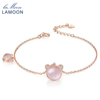 LAMOON 925 Sterling Silver Jewelry Charm Bracelets for Women Lovely Bear 100% Natural Gemstone Rose Quartz S925 Bangles HI026
LAMOON 925 Sterling Silver Jewelry Charm Bracelets for Women Lovely Bear 100% Natural Gemstone Rose Quartz S925 Bangles HI026