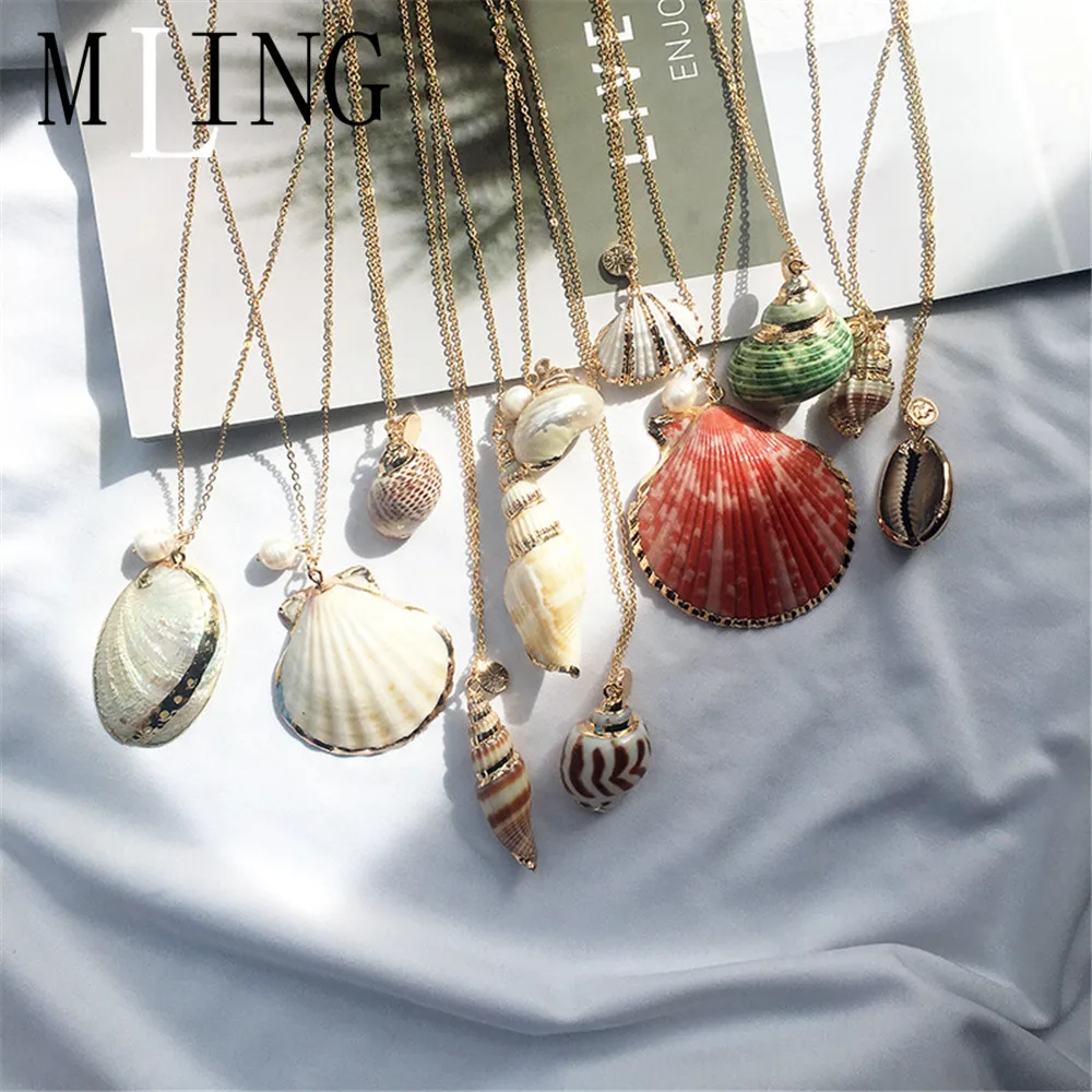 MLING New Marine Life Shell Conch Pendant Necklace For Women Gold Necklaces & Pendants Female Ocean Jewelry
MLING New Marine Life Shell Conch Pendant Necklace For Women Gold Necklaces & Pendants Female Ocean Jewelry