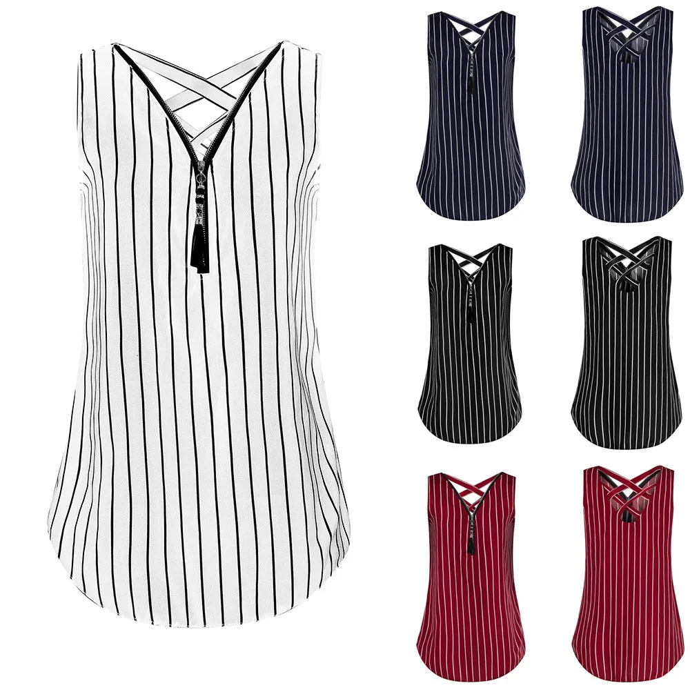 Crop Top Women White Black 2019 Cami Loose Sleeveless Tank Cross Back Hem Layed Zipper V-Neck Striped Tops ropa mujer verano-30
Crop Top Women White Black 2019 Cami Loose Sleeveless Tank Cross Back Hem Layed Zipper V-Neck Striped Tops ropa mujer verano-30