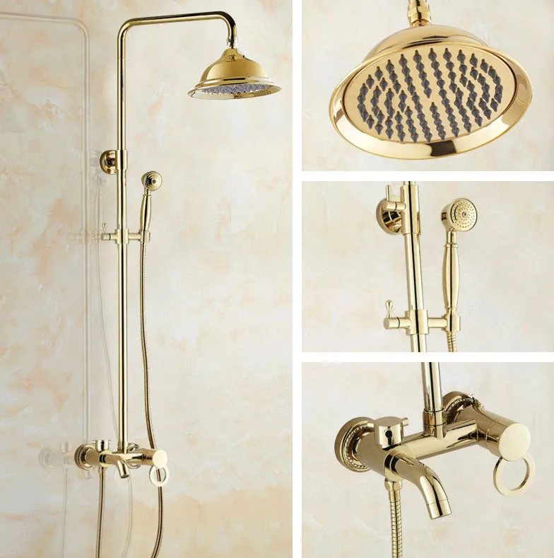 Luxury Polished Gold Color Brass Single Circle Handle Bathroom Round Rainfall Shower Faucet Set Bath Tub Mixer Tap mgf403
Luxury Polished Gold Color Brass Single Circle Handle Bathroom Round Rainfall Shower Faucet Set Bath Tub Mixer Tap mgf403