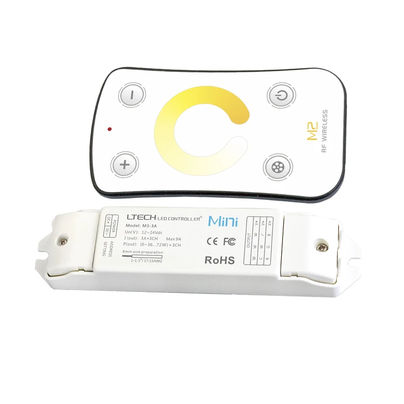 New Led CT Color Temperature Controller M2+M3-3A DC 12V Input 3Ax3CH 9A Output RF Wireless Touch Panel White/Warm White Strip
New Led CT Color Temperature Controller M2+M3-3A DC 12V Input 3Ax3CH 9A Output RF Wireless Touch Panel White/Warm White Strip