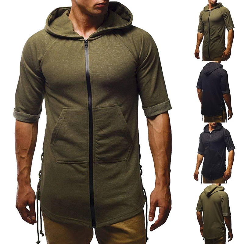2019 Brand Men Short Sleeve Hooded Sweatshirt Mens Zipper Pocket Hoodie Sweatshirt Coats Bandage Slim Fit Men Tops Streetwear
2019 Brand Men Short Sleeve Hooded Sweatshirt Mens Zipper Pocket Hoodie Sweatshirt Coats Bandage Slim Fit Men Tops Streetwear