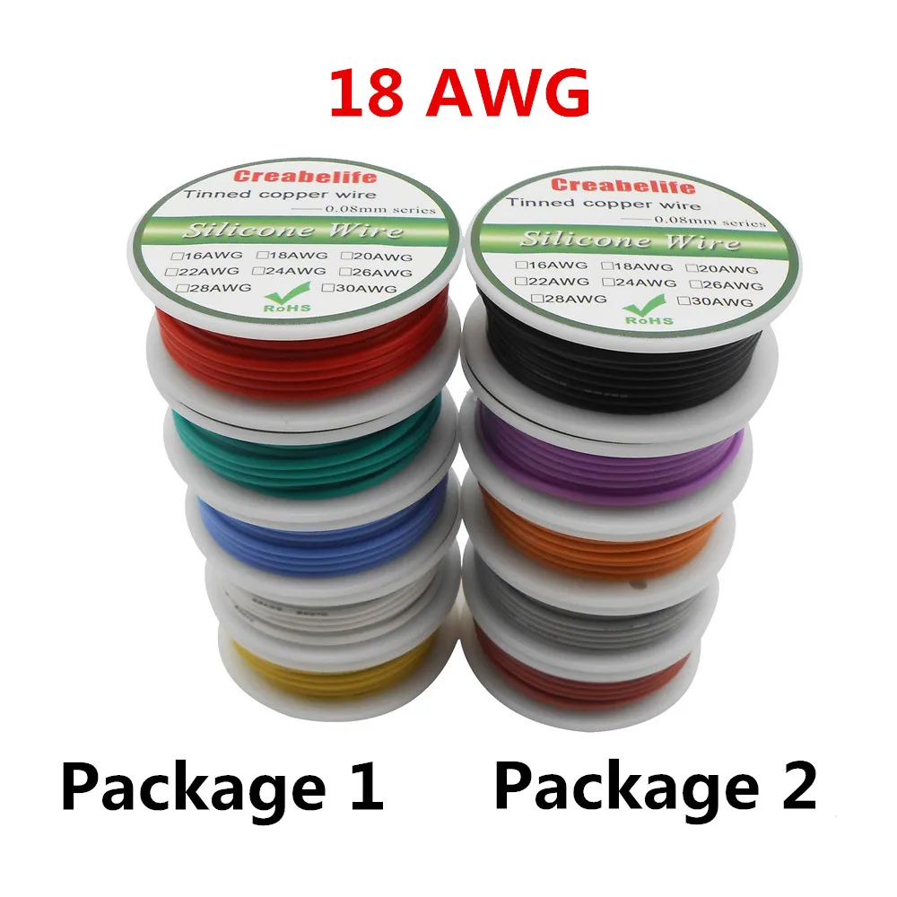 25m 18AWG Flexible Silicone Wire RC Cable Line 5 Colors With Spool Package 1 or Package 2 Tinned Copper Wire Electrical Wire
25m 18AWG Flexible Silicone Wire RC Cable Line 5 Colors With Spool Package 1 or Package 2 Tinned Copper Wire Electrical Wire