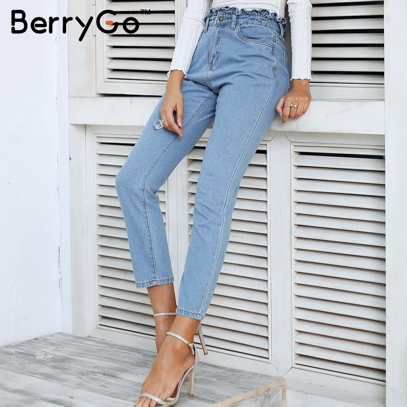 BerryGo Pleated push up women jeans High waist woman light blue casual pants jeans 2018 Autumn winter denim skinny jeans female
BerryGo Pleated push up women jeans High waist woman light blue casual pants jeans 2018 Autumn winter denim skinny jeans female