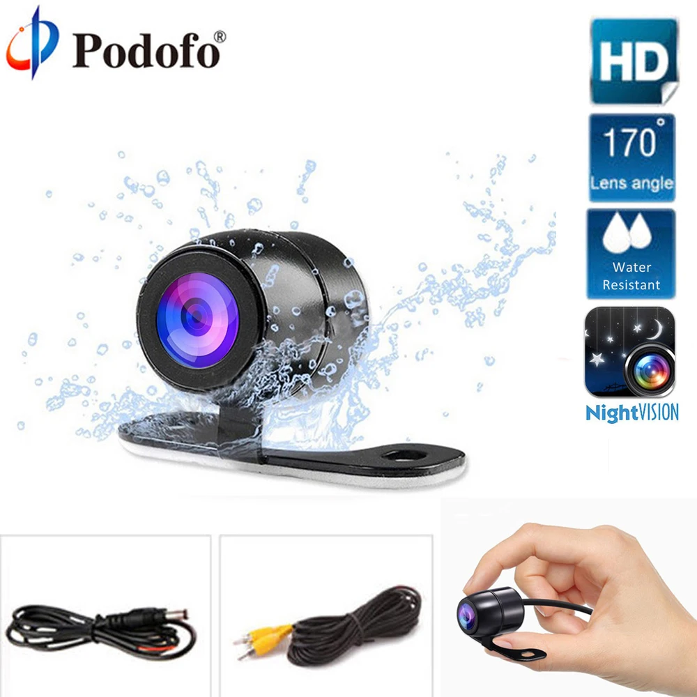 Podofo Car Rear View Parking Camera HD Color Rearview Camera Car Park Monitor 170Degree CCD Waterproof Car Reverse Backup Camera
