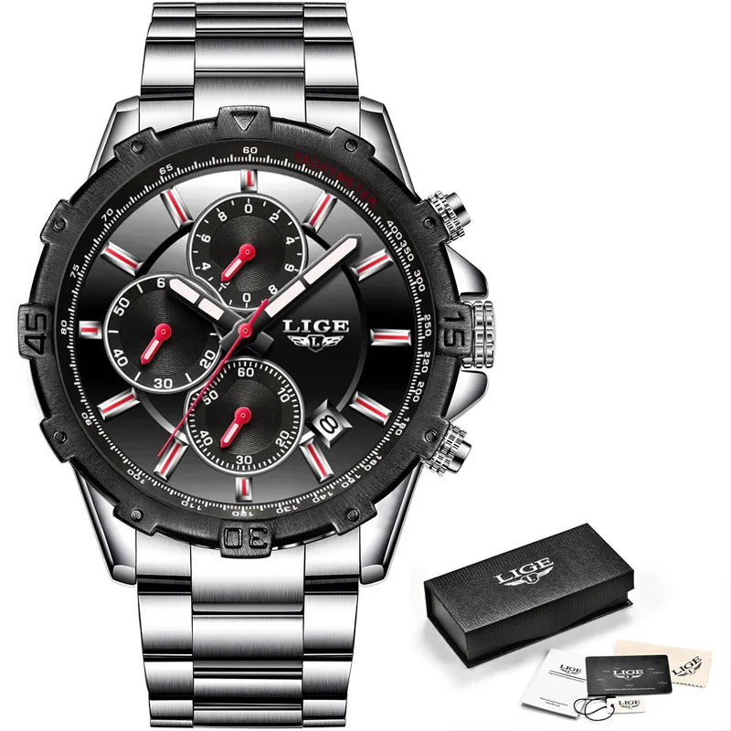 LIGE Sports Men Watches Top Famous Brand Male Wristwatch Stainless Steel Band Quartz Clock Calendar Relogio Masculino 9833
LIGE Sports Men Watches Top Famous Brand Male Wristwatch Stainless Steel Band Quartz Clock Calendar Relogio Masculino 9833