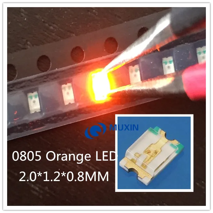 100 шт. светодиодный SMD 0805 (2012) чип оранжевый светильник излучающий диод 20 мА DC 2 в