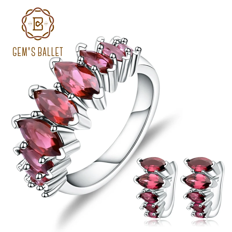 GEM'S BALLET Natural Rhodolite Garnet Gemstone Earrings Ring Set 925 Sterling Silver Jewelry Set For Women Gift Fine Jewelry
GEM'S BALLET Natural Rhodolite Garnet Gemstone Earrings Ring Set 925 Sterling Silver Jewelry Set For Women Gift Fine Jewelry