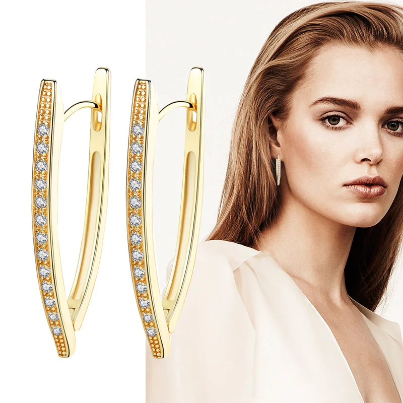 2019 Gold Silver Color AAA Cubic Zirconia Crescent Hoop Earrings For Women Geometric Hollow V Shaped Statement Earring Jewelry
2019 Gold Silver Color AAA Cubic Zirconia Crescent Hoop Earrings For Women Geometric Hollow V Shaped Statement Earring Jewelry