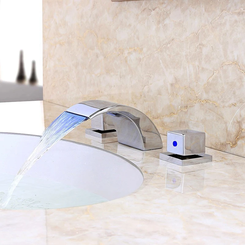 quyanre wanfan frap Temperature Controlled Faucet Water Tap Bathroom Waterfall Faucet Bathroom Faucets LED Faucet3