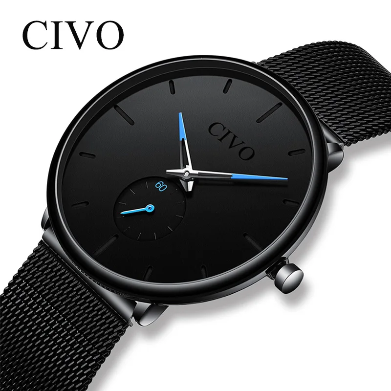 CIVO Fashion Mens Watch Slim Mesh Steel Waterproof Minimalist Wrist Watches For Men Quartz Sports Watch Clock Relogio Masculino
CIVO Fashion Mens Watch Slim Mesh Steel Waterproof Minimalist Wrist Watches For Men Quartz Sports Watch Clock Relogio Masculino