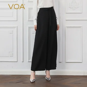 VOA Black Silk Wide Leg Pants Autumn Office Long Trousers Women Casual Large Size Loose Bow Sashes Mid Waist Vintage Basic K765
VOA Black Silk Wide Leg Pants Autumn Office Long Trousers Women Casual Large Size Loose Bow Sashes Mid Waist Vintage Basic K765
