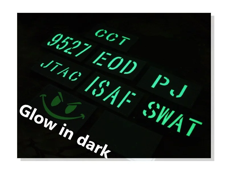 GLOW IN DARK TACP CCT COMBAT CONTRO EOD ISAF JTAC PJ IR combat SWAT SMILE patch ID call sign IR Luminous patch Seals IFF
GLOW IN DARK TACP CCT COMBAT CONTRO EOD ISAF JTAC PJ IR combat SWAT SMILE patch ID call sign IR Luminous patch Seals IFF
