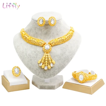 Liffly Luxury Dubai Gold Jewelry Sets Bridal Gift Wedding Necklace Indian Jewelry Set Fashion Jewellery Earrings Women
Liffly Luxury Dubai Gold Jewelry Sets Bridal Gift Wedding Necklace Indian Jewelry Set Fashion Jewellery Earrings Women