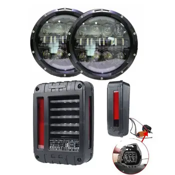 For 07-15 Wrangler JK 80W LED DRL Projector Headlights with LED Tail Lights Rear Brake Reverse Lamp
For 07-15 Wrangler JK 80W LED DRL Projector Headlights with LED Tail Lights Rear Brake Reverse Lamp