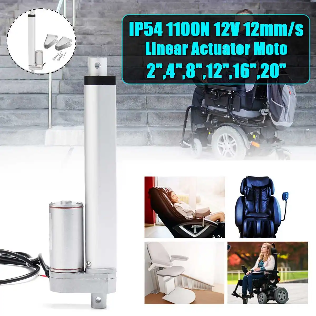 2 -20 Inch DC Electric Linear Actuator Stroke Linear Motor Controller IP54 1100N 12V 12mm/s Linear Actuator Motor
2 -20 Inch DC Electric Linear Actuator Stroke Linear Motor Controller IP54 1100N 12V 12mm/s Linear Actuator Motor