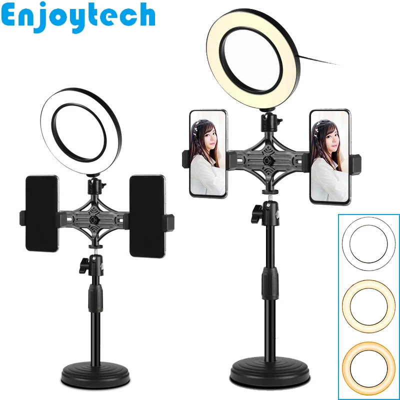 New Mini Tabletop Tripod with Dual Holders LED Ring Flash Light Lamps for Mobile phones Mounts Holder Monopod for Video Bloggers
New Mini Tabletop Tripod with Dual Holders LED Ring Flash Light Lamps for Mobile phones Mounts Holder Monopod for Video Bloggers