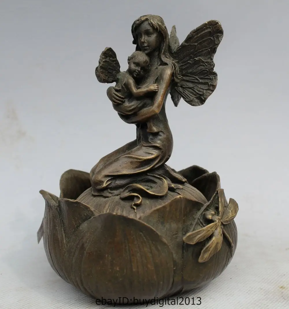 DS 6"Western Art sculpture Pure Bronze Marble Angell Bell Girl incense burner
DS 6"Western Art sculpture Pure Bronze Marble Angell Bell Girl incense burner