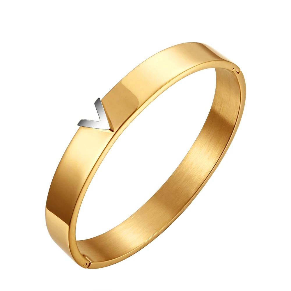Trendy Stainless Steel Rose Gold Color Bracelets & Bangles for Woman With Letter V Luxury Jewelry Brand Wedding Party Gift
Trendy Stainless Steel Rose Gold Color Bracelets & Bangles for Woman With Letter V Luxury Jewelry Brand Wedding Party Gift