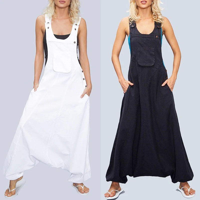 Fashion Women Summer Solid Full Length Jumpsuits Lady Loose Pocket Long Harem Pants Female Button One-Piece Bottoms Size S-5XL
Fashion Women Summer Solid Full Length Jumpsuits Lady Loose Pocket Long Harem Pants Female Button One-Piece Bottoms Size S-5XL