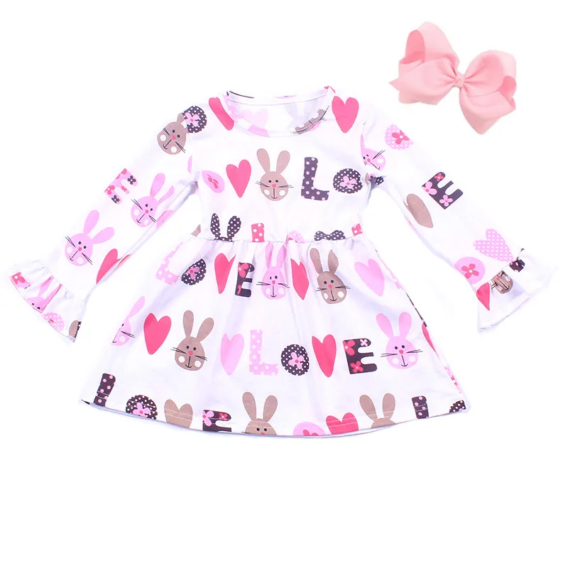 2019 Baby rabbit love print boutique 100% Cotton dress wholesale girl's valentine's day long ruffle dresses with accessory
2019 Baby rabbit love print boutique 100% Cotton dress wholesale girl's valentine's day long ruffle dresses with accessory