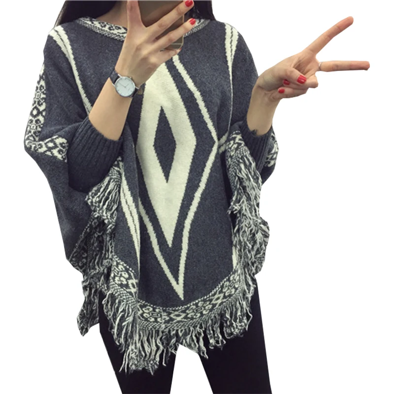 Women's sweaters 2017 Tassel sweater Women Loose Bat Sleeve Knit Cloak European And American Pullovers Vestidos MMY17151
Women's sweaters 2017 Tassel sweater Women Loose Bat Sleeve Knit Cloak European And American Pullovers Vestidos MMY17151