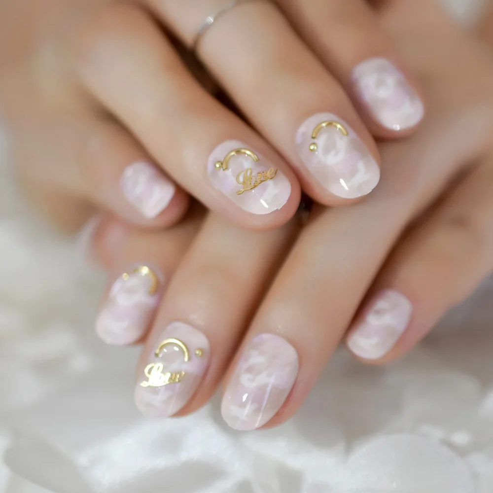 Marble Short Shiny Lovely Artificial Nails Pink 3D Smile Press On Manicure Round Daily Full Cover for Date 24pieces
Marble Short Shiny Lovely Artificial Nails Pink 3D Smile Press On Manicure Round Daily Full Cover for Date 24pieces