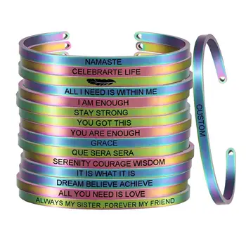 10pcs 4mm Personal Colorful Inspirational Bangle Randomly Dazzling Color Stainless steel Mantra Quote Cuff Gift for Women SL-096
10pcs 4mm Personal Colorful Inspirational Bangle Randomly Dazzling Color Stainless steel Mantra Quote Cuff Gift for Women SL-096