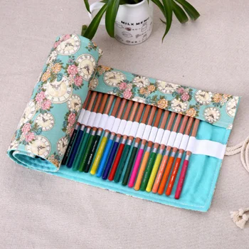 Girls Fresh 36/48/72 Holes Canvas Roll Up School Pencil Case Floral Clock Art Painting Pen Houlder Bag School Supply Stationery
Girls Fresh 36/48/72 Holes Canvas Roll Up School Pencil Case Floral Clock Art Painting Pen Houlder Bag School Supply Stationery