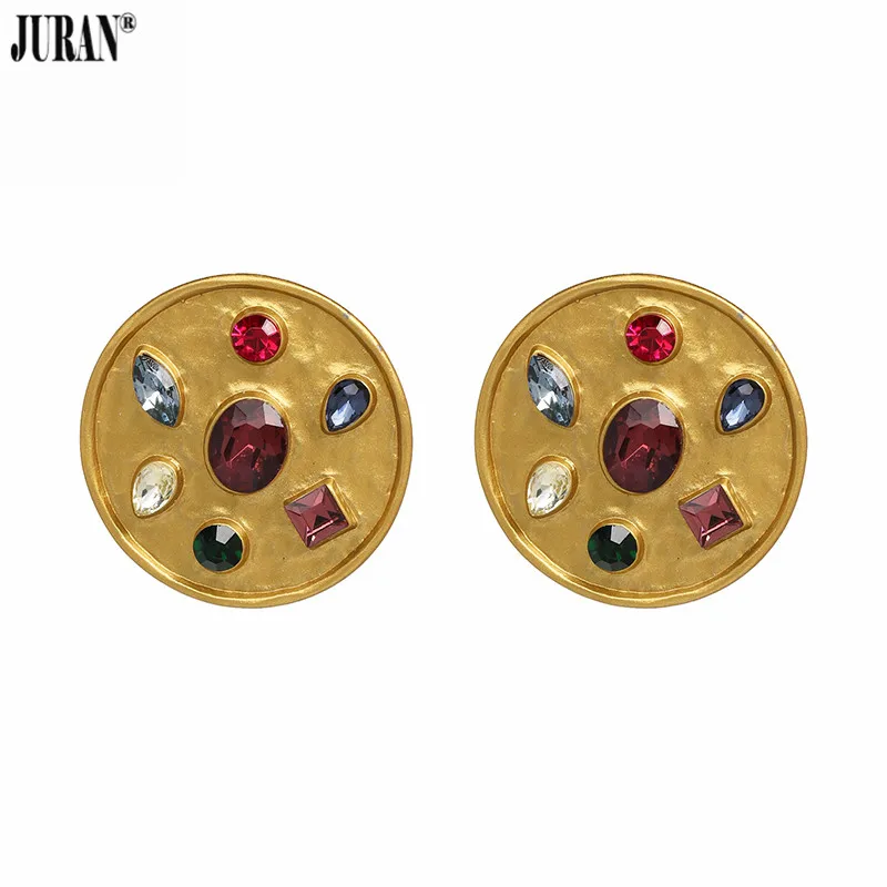 JURAN Charm Round Stud Earrings For Women Golden Color Earrings Vintage Women Statement Party Jewelry Christmas Gift Wholesale
JURAN Charm Round Stud Earrings For Women Golden Color Earrings Vintage Women Statement Party Jewelry Christmas Gift Wholesale