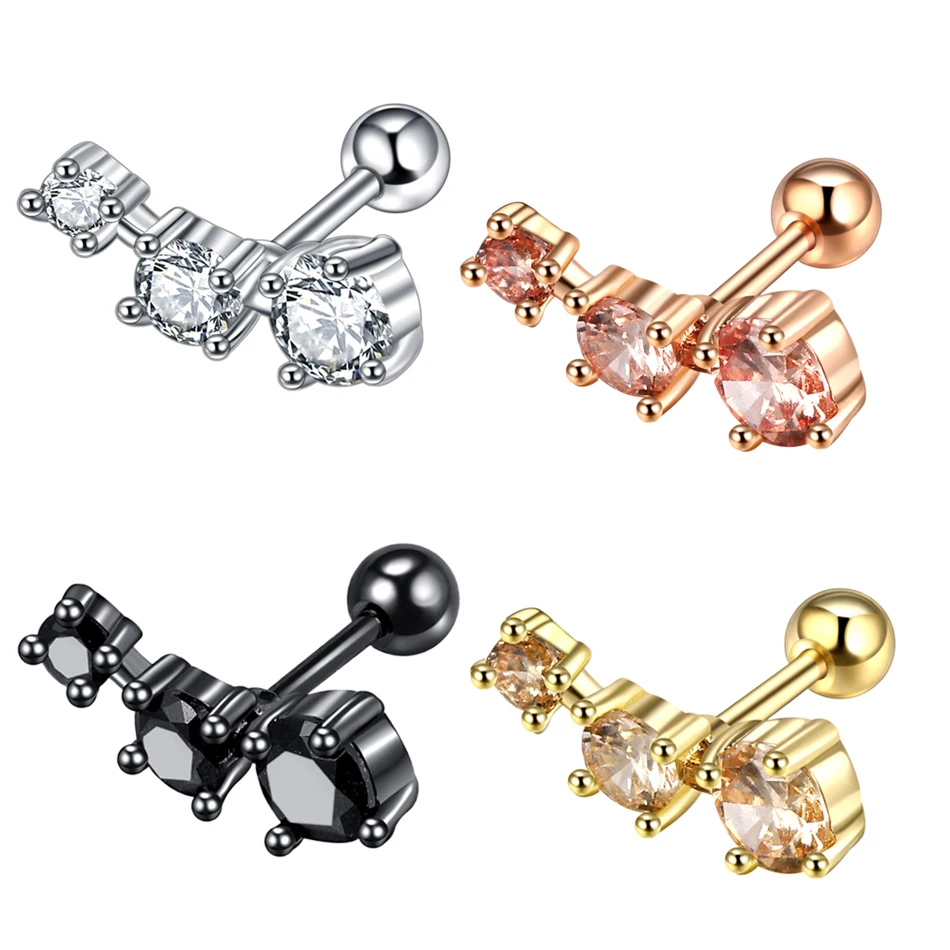 1PC Steel Triple CZ Gem Orelha Cartilage Upper Ear Stud Earring Helix Bar Piercings Crystal Conch Tragus Sexy Women Jewelry 16G
1PC Steel Triple CZ Gem Orelha Cartilage Upper Ear Stud Earring Helix Bar Piercings Crystal Conch Tragus Sexy Women Jewelry 16G