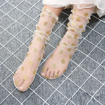 2018 New Summer Fashion Women Glitter Gold Silver Dot Soft Sheer Mesh Socks Transparent Ultrathin Fishnet Socks 
2018 New Summer Fashion Women Glitter Gold Silver Dot Soft Sheer Mesh Socks Transparent Ultrathin Fishnet Socks