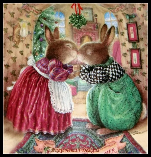 

Embroidery Counted Cross Stitch Kits Needlework - Crafts 14 ct DMC DIY Arts Handmade Decor - Bunnies Kiss