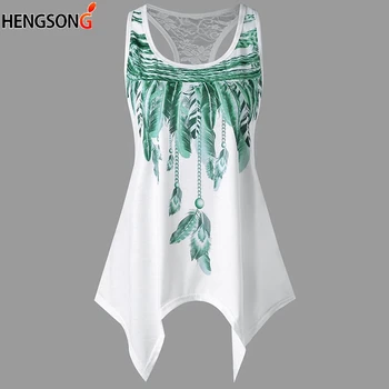 New Tank Tops Fashion Womens Casual Top Lace Panel Asymmetrical Feather Print Vest Women Femme Camisas Mujer
New Tank Tops Fashion Womens Casual Top Lace Panel Asymmetrical Feather Print Vest Women Femme Camisas Mujer