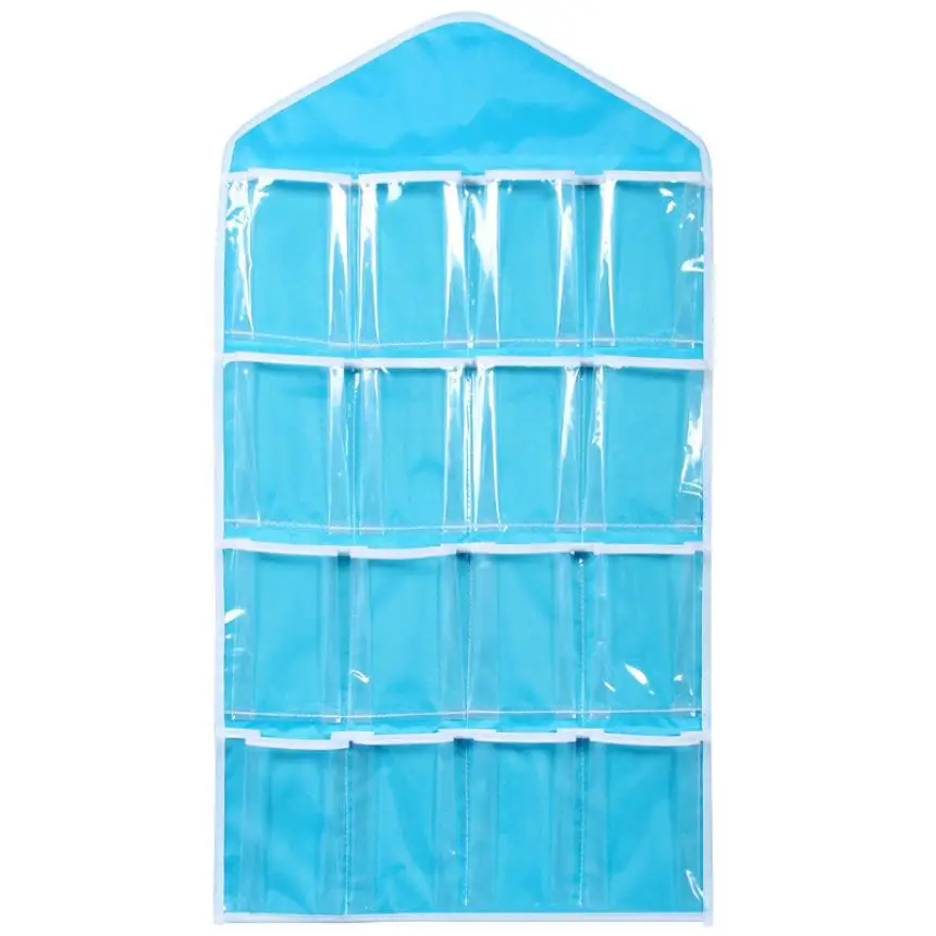 HOT! 16Pockets Clear Hanging Bag Socks Bra Underwear Rack Hanger Storage Organizer NEW Free Drop Shipping (6)
