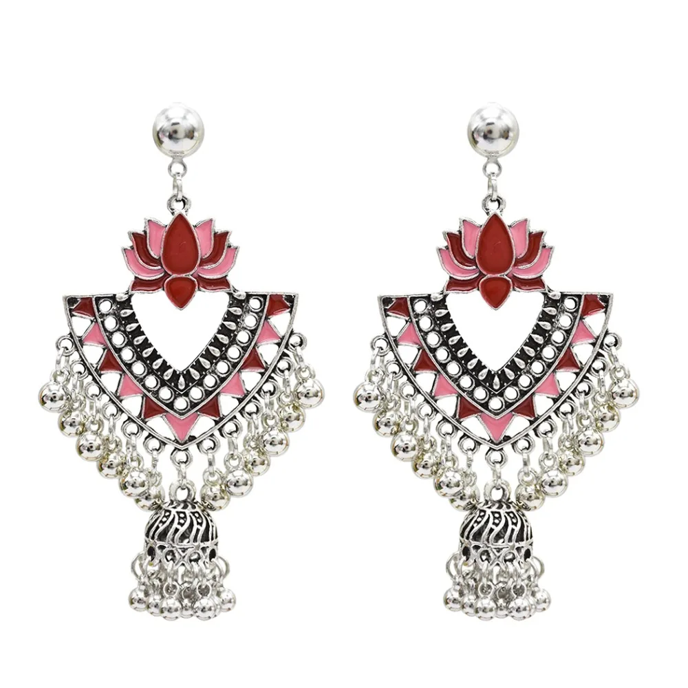 Ethnic Retro Silver Metal Bells Tassel Jhumka Earrings for Women Boho Hippie Flower Wedding Party Thailand Indian Gypsy Jewelry
Ethnic Retro Silver Metal Bells Tassel Jhumka Earrings for Women Boho Hippie Flower Wedding Party Thailand Indian Gypsy Jewelry