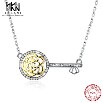New Elegant Key Flower Crystal From Swarovski Pendant Necklace For Women 925 Sterling Silver Fashion Design Fine Jewlery Gifts
New Elegant Key Flower Crystal From Swarovski Pendant Necklace For Women 925 Sterling Silver Fashion Design Fine Jewlery Gifts