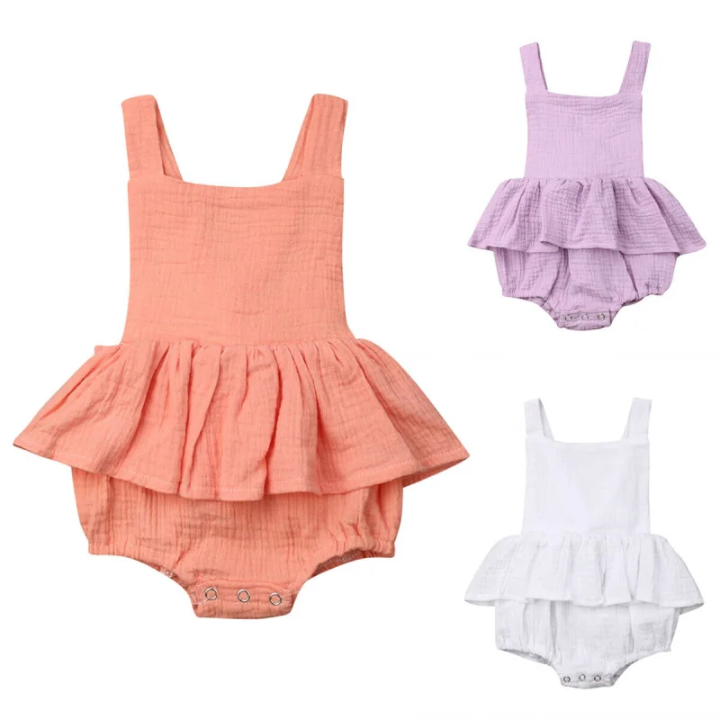 

Fashion New Toddler Baby Girls Bodysuits Princess Ruffle Casual Cute Newborn Kids Sleeveless Jumpsuit Outfits Summer Sunsuit