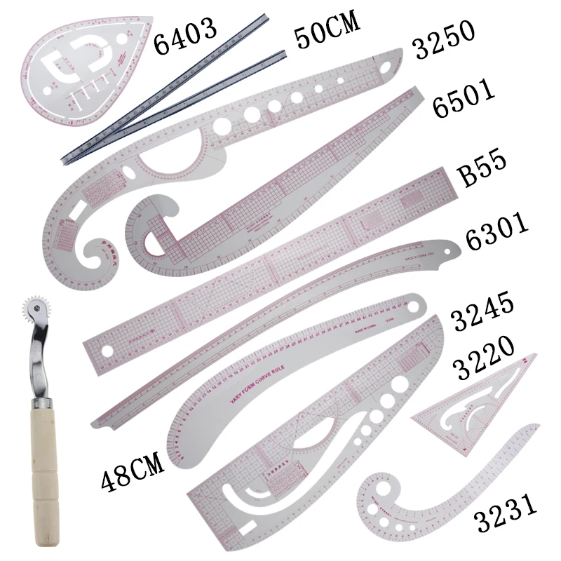 9PCS/SET Cutting Ruler Sewing Feet Tailor-Foot Put Yardstick Sleeve Arm French Curve Cut Cutting Knife Ruler Cuff Button Comma
9PCS/SET Cutting Ruler Sewing Feet Tailor-Foot Put Yardstick Sleeve Arm French Curve Cut Cutting Knife Ruler Cuff Button Comma