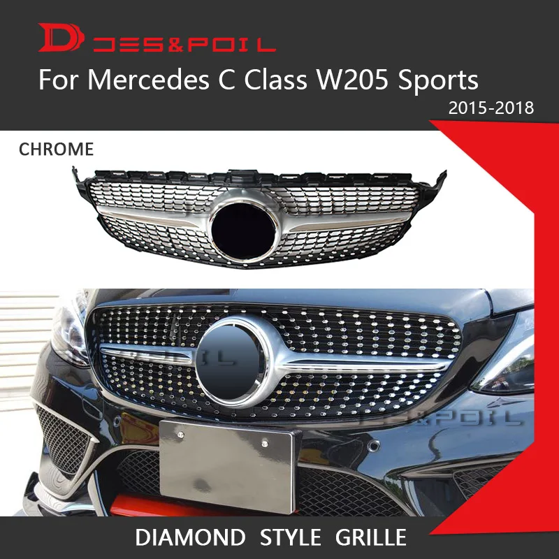 For Mercedes Benz C Class W205 Diamond Grille Auto Front Bumper Racing Grill Sports Model Only 2015-2018 C180 C200 C220 C250 C43
For Mercedes Benz C Class W205 Diamond Grille Auto Front Bumper Racing Grill Sports Model Only 2015-2018 C180 C200 C220 C250 C43