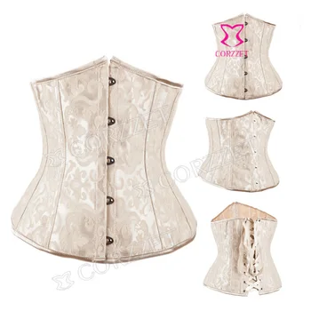 

New Apricot Dobby Lace Up Back Waist Trainer Corsets Women Corpete Corselet Underbust Corset Bustier Hot Waist Shaper Trimmer