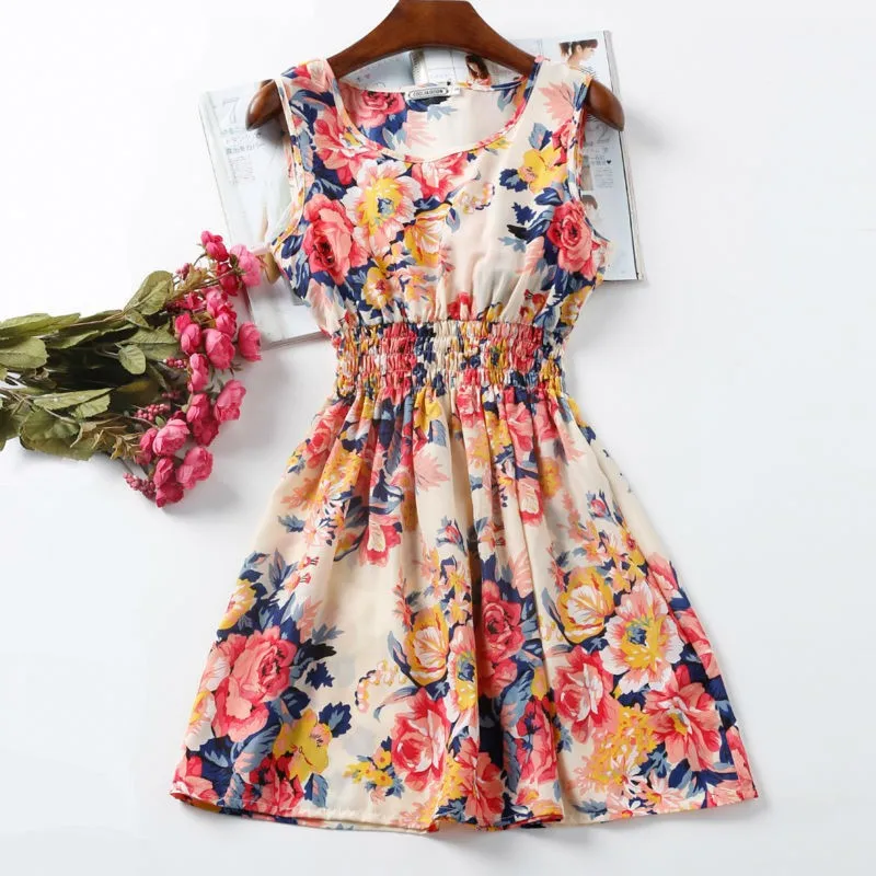 New Casual Women Sexy Chiffon Dress Sleeveless Sundress Print Beach Floral Tank Mini Dresses 25 Colors Vestidos T6
New Casual Women Sexy Chiffon Dress Sleeveless Sundress Print Beach Floral Tank Mini Dresses 25 Colors Vestidos T6