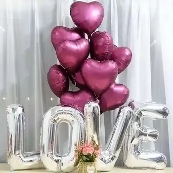 14pcs /lot valntines decoration balloons 18inch Metallic wine red heart foil balloon and silver love baloon wedding decor supply
14pcs /lot valntines decoration balloons 18inch Metallic wine red heart foil balloon and silver love baloon wedding decor supply