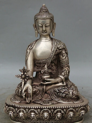 JP S0524 9" Tibet Buddhism Miao Silver Seat Menla Medicine Buddha medical God Bowl Statue
JP S0524 9" Tibet Buddhism Miao Silver Seat Menla Medicine Buddha medical God Bowl Statue