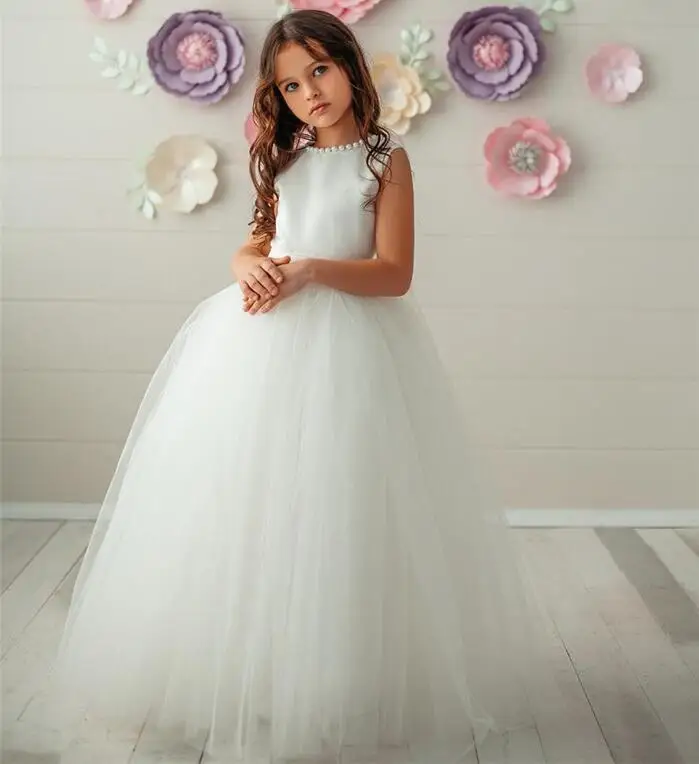 New Puffy Tulle Pearls Girls Dresses with Bow Flower Girl Dress for Wedding Girls Pageant Gown Size 2-14Y
New Puffy Tulle Pearls Girls Dresses with Bow Flower Girl Dress for Wedding Girls Pageant Gown Size 2-14Y