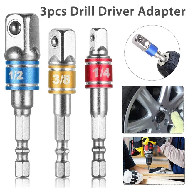 3pcs/set Hex Drill Power Bit Socket Drive Adapter Exension Set 1/4" 3/8" 1/2" Socket Bit Adapter Hex Shank With Fixed Collar
3pcs/set Hex Drill Power Bit Socket Drive Adapter Exension Set 1/4" 3/8" 1/2" Socket Bit Adapter Hex Shank With Fixed Collar