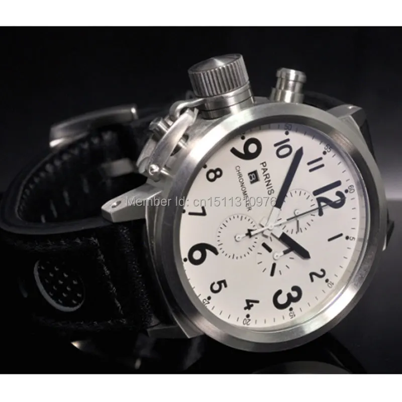 50mm Parnis Big Face white dial day date mens quartz WATCH Full chronograph P37
50mm Parnis Big Face white dial day date mens quartz WATCH Full chronograph P37