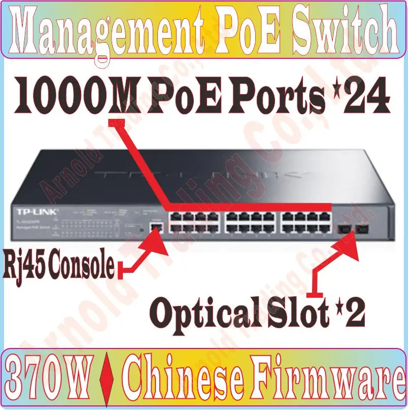 

Chinese-Firmware 27 ports Network Management Switch 370W 1000M POE ports , Supply Power to Camera AP, With 2*SFP Ports, Sup PoE+